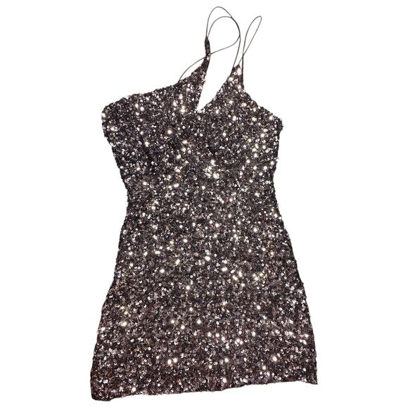 NWT ASTR The Label Sequin Rose Pink (Bronze) and Black Mini Dress Size Large - Picture 1 of 8